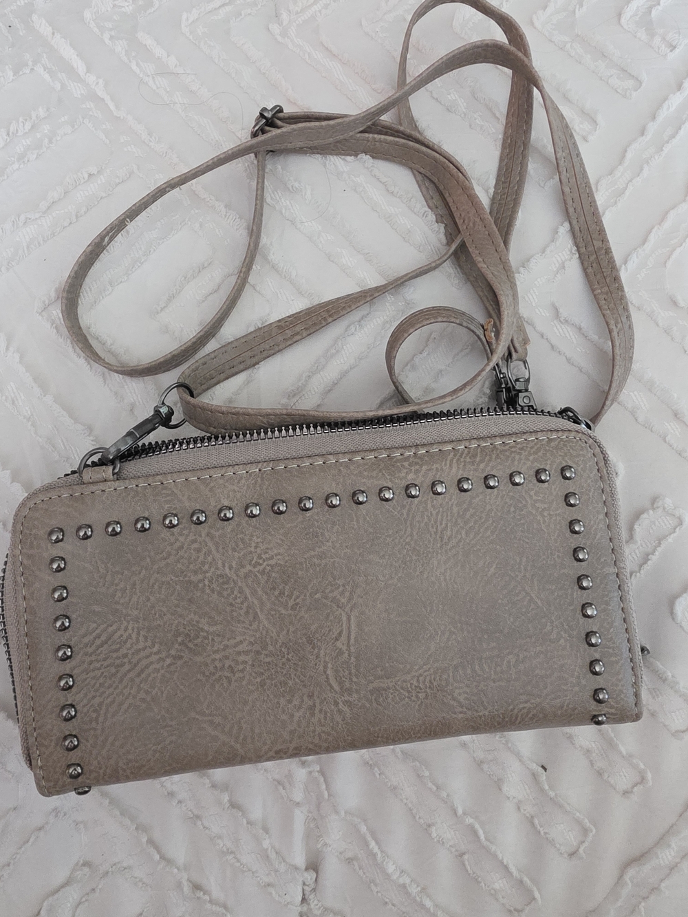 Grey Studded Crossbody Wallet - Women Bags